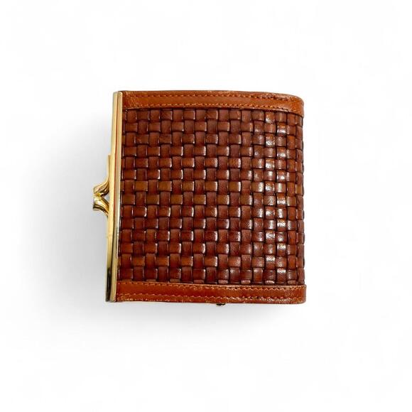 Bally Brown Leather Woven Bi-Fold Wallet - Picture 3 of 7